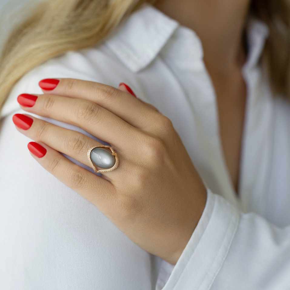 Prsteň s diamantmi a mesačným kameňom Magical Countess