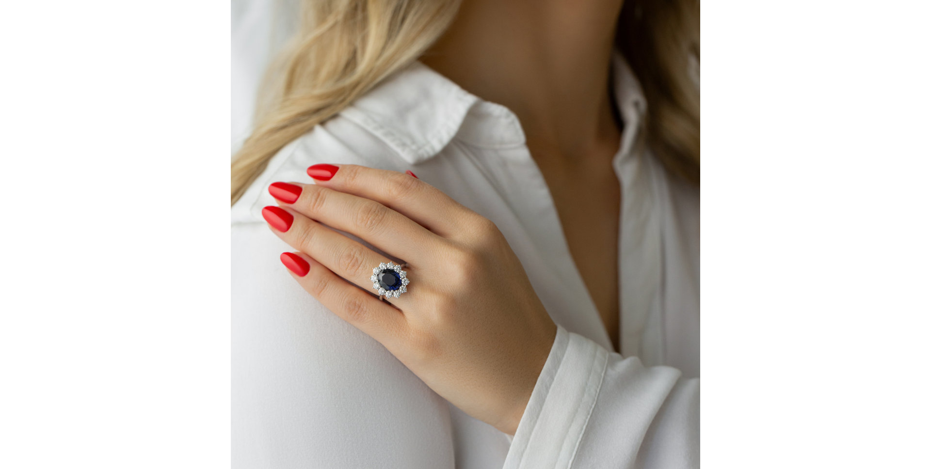 Prsteň so zafírom a diamantmi Sky Goddess