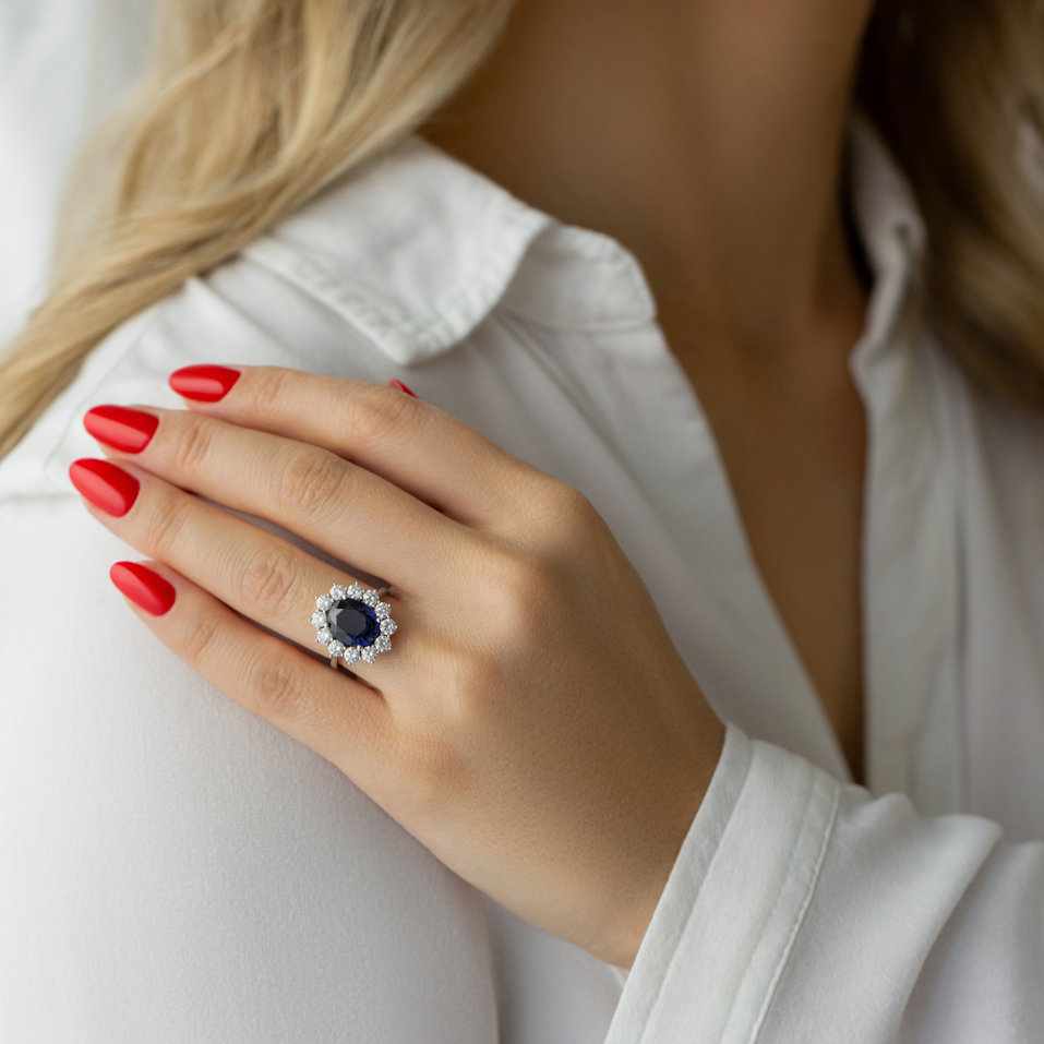 Prsteň so zafírom a diamantmi Sky Goddess