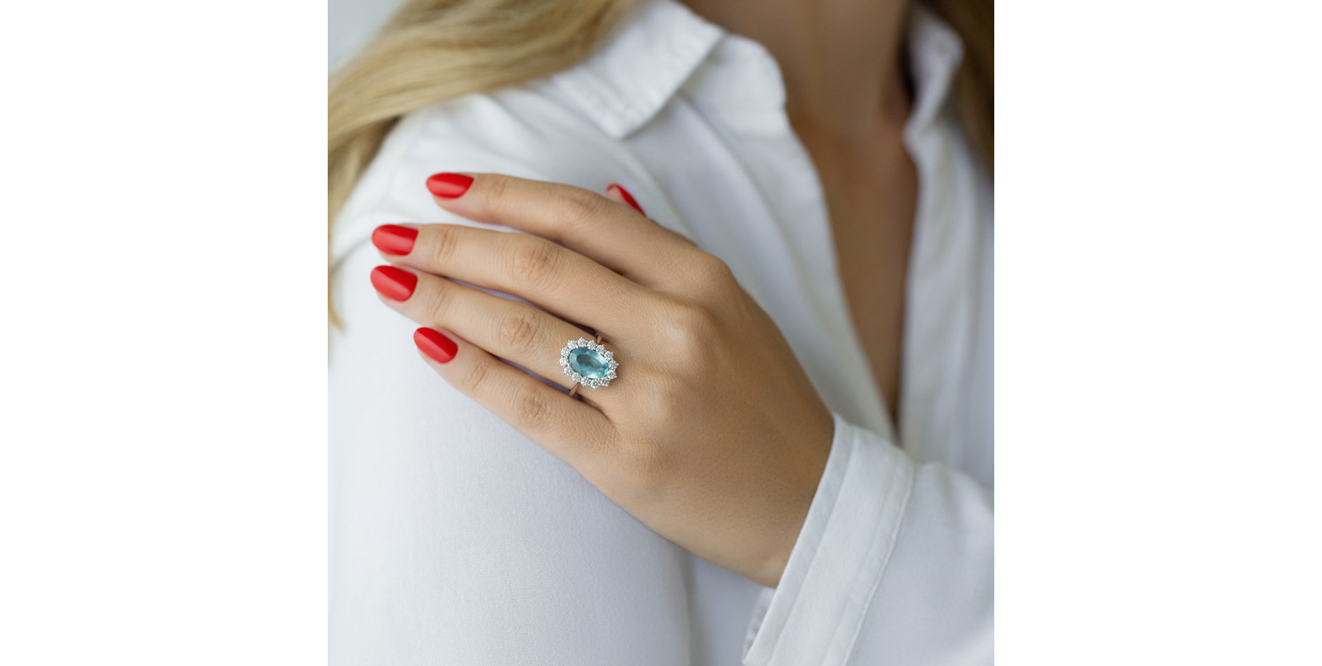 Prsteň s apatitom a diamantmi Sky Goddess