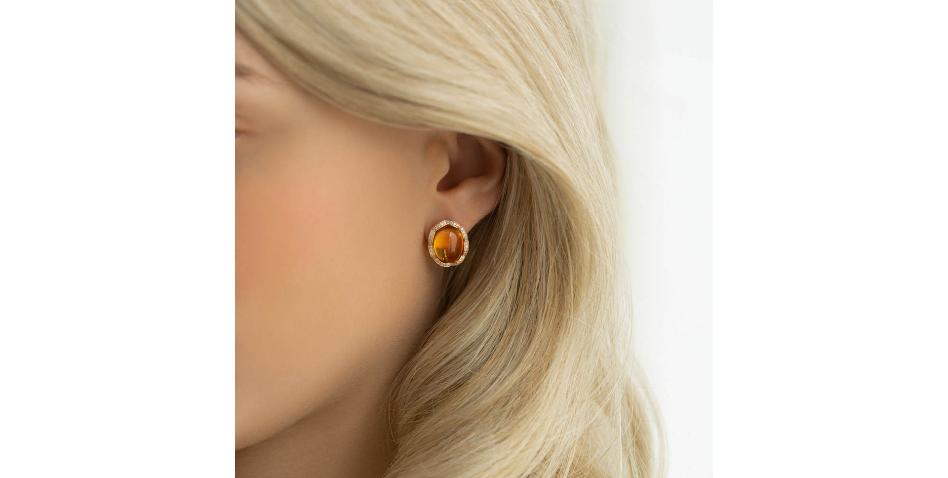 Náušnice s diamantmi a citrínom Unwavering Heart