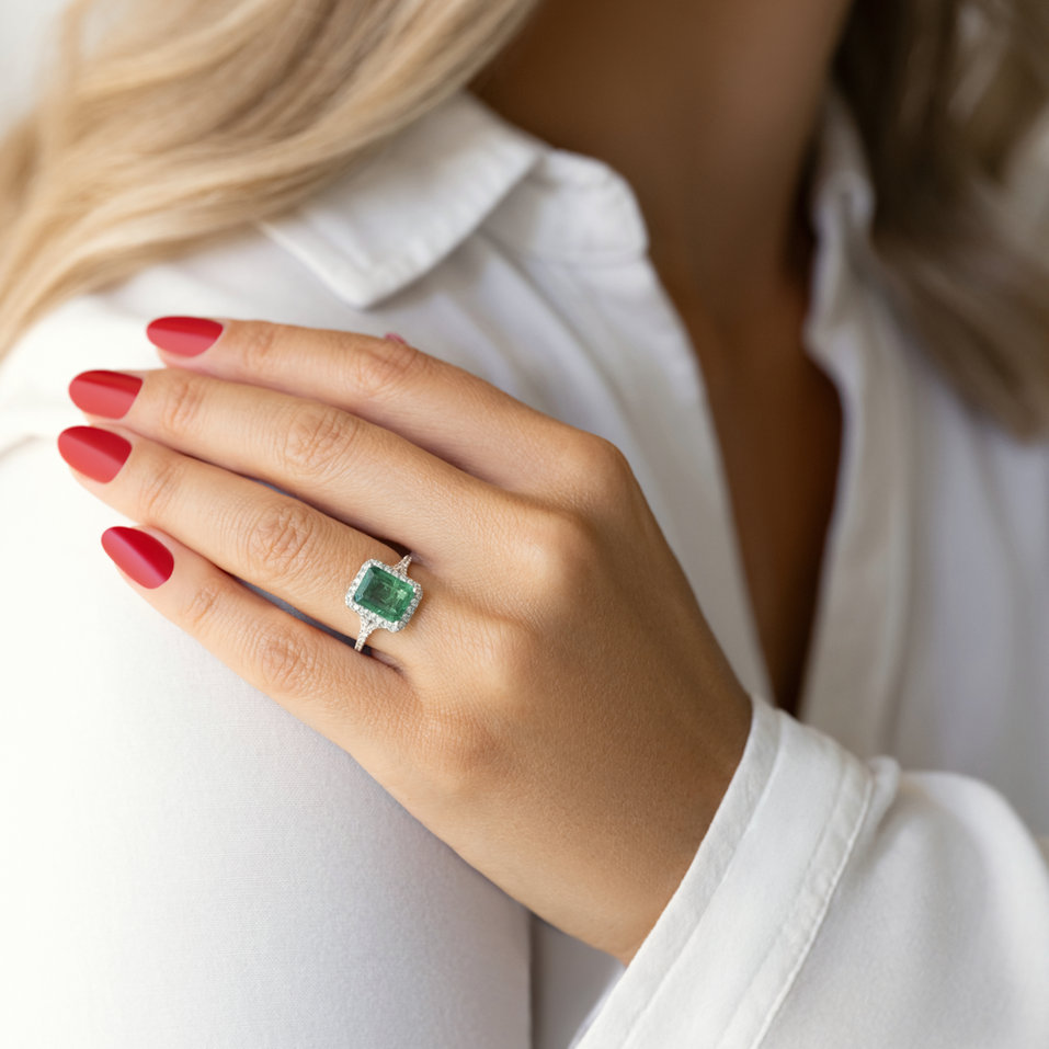 Prsteň so smaragdom a diamantmi Fantasy Gem