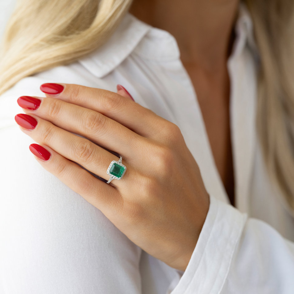 Prsteň so smaragdom a diamantmi Fantasy Gem