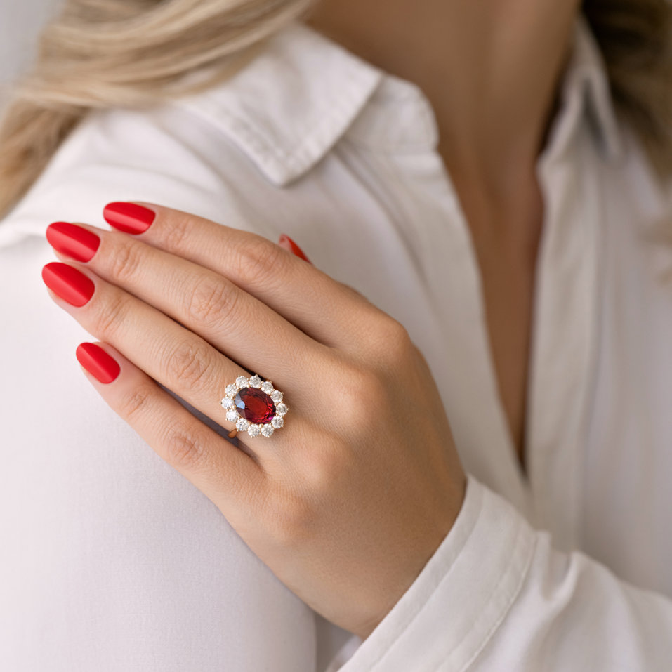 Prsteň s turmalínom a diamantmi Sky Goddess