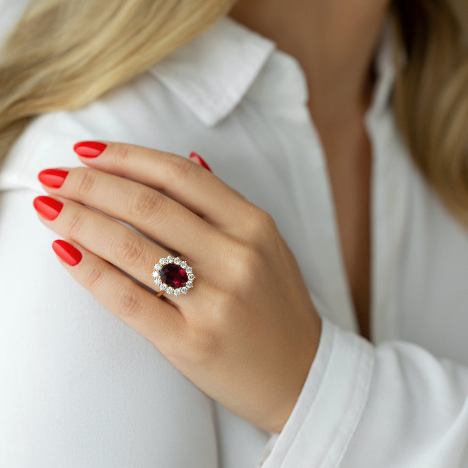 Prsteň s turmalínom a diamantmi Sky Goddess