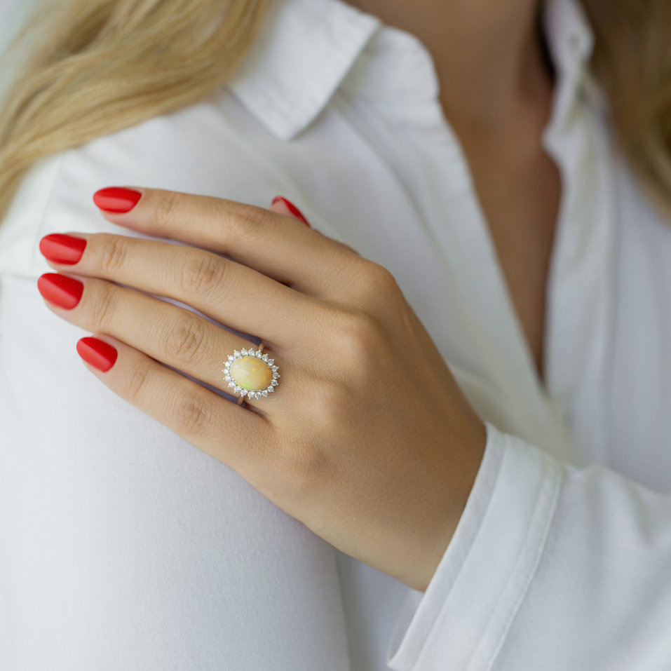 Prsteň s opálom a diamantmi Diamond Czarina