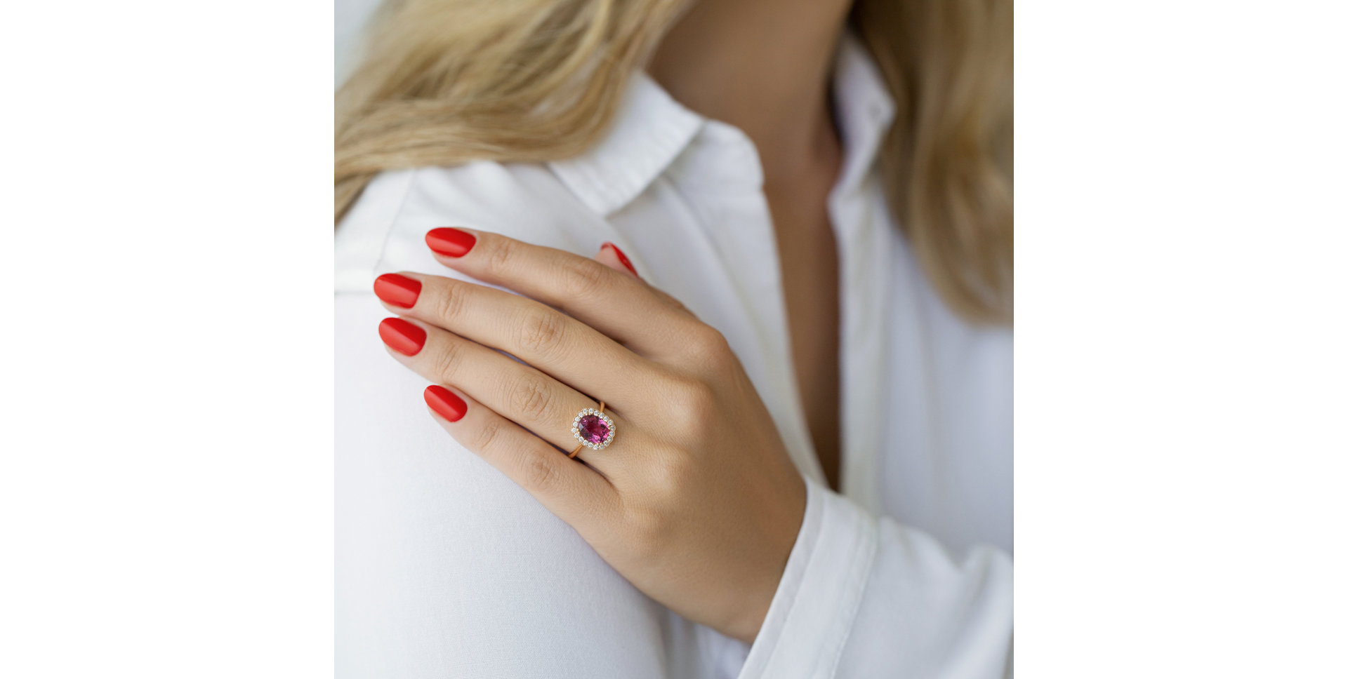 Prsteň s rhodolitom a diamantmi Sparkling Hero