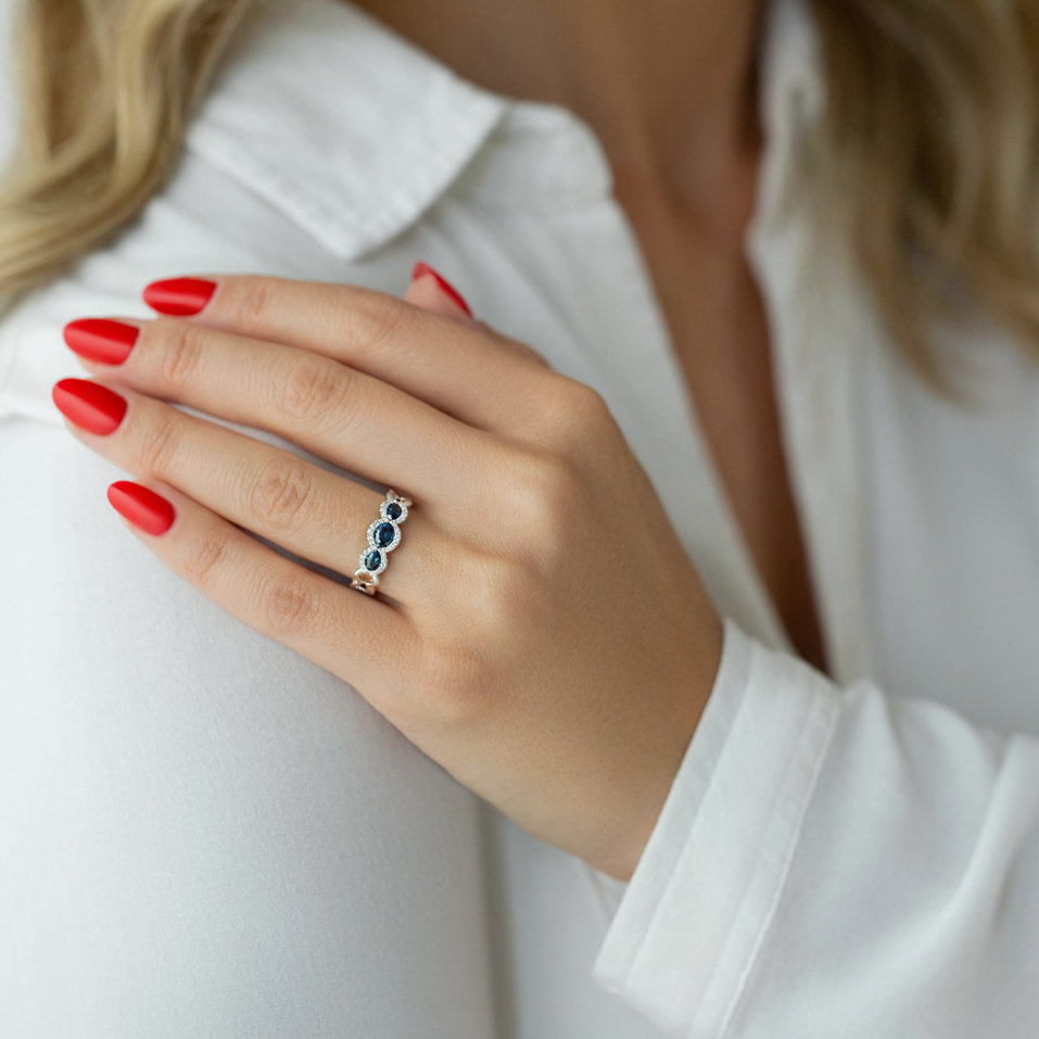 Prsteň s diamantmi a zafírmi Clotilde