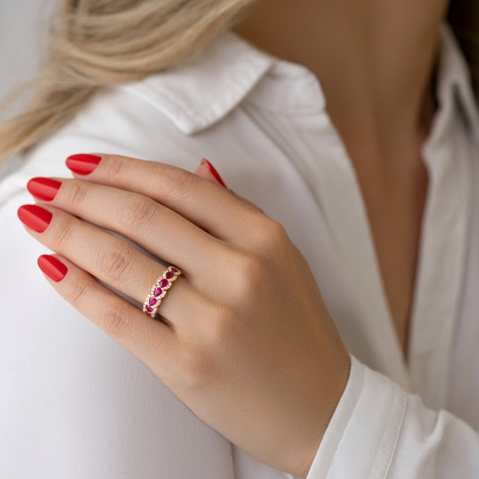 Prsteň s diamantmi a rubínmi Francine