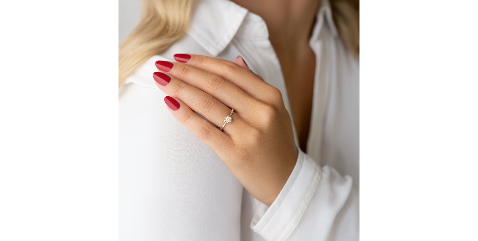 Prsteň s diamantom Dual Rose