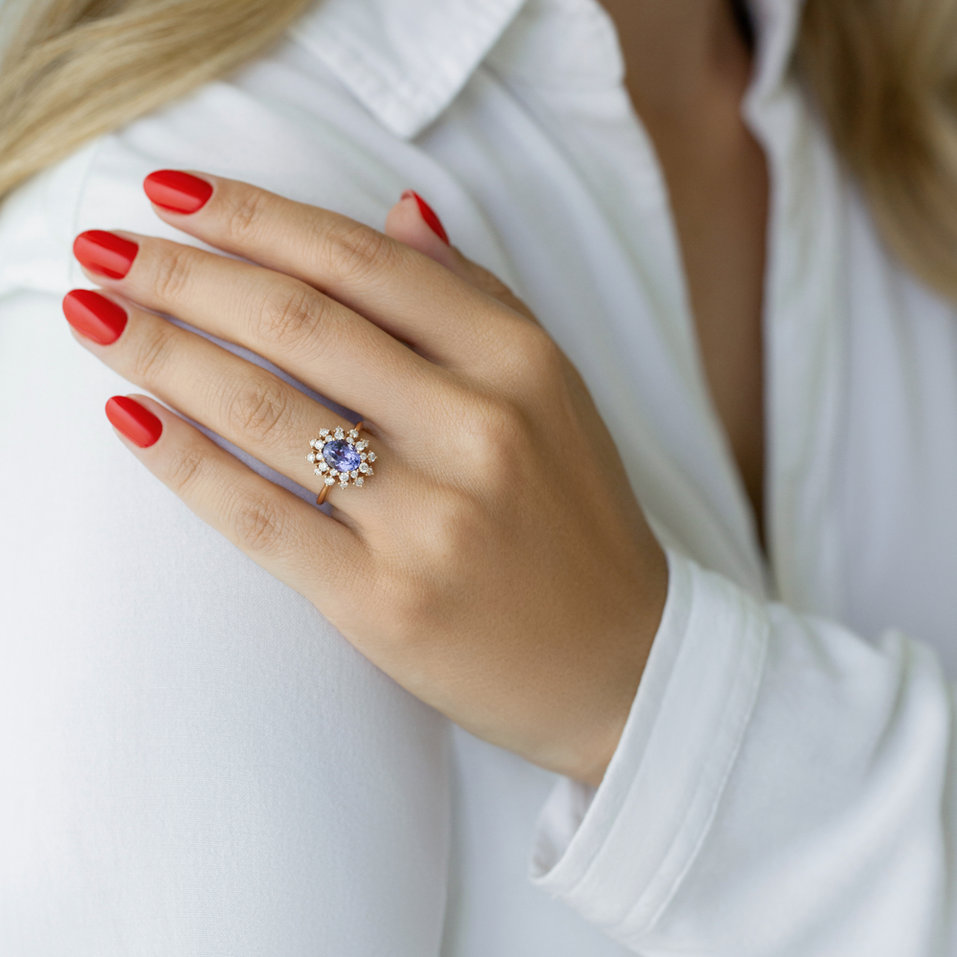 Prsteň s diamantmi a tanzanitom Neverending Joy