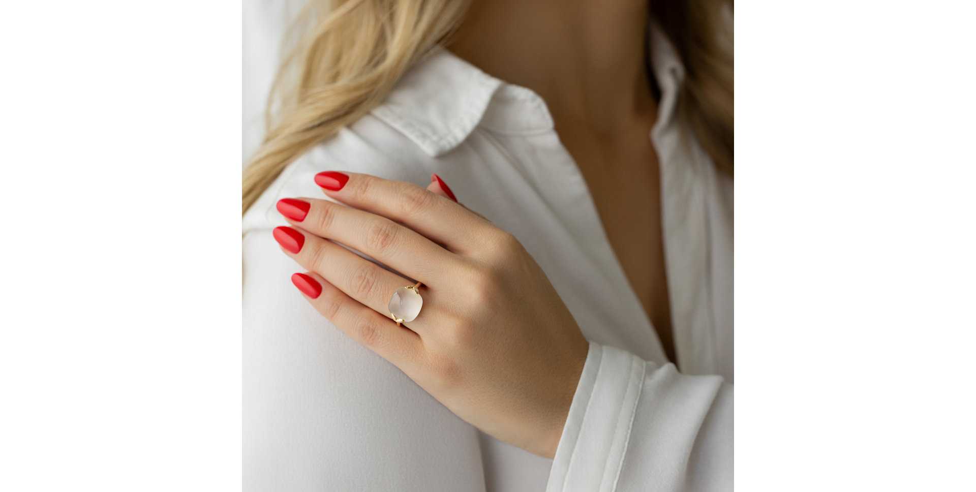 Prsteň s diamantmi a mesačným kameňom Moonith