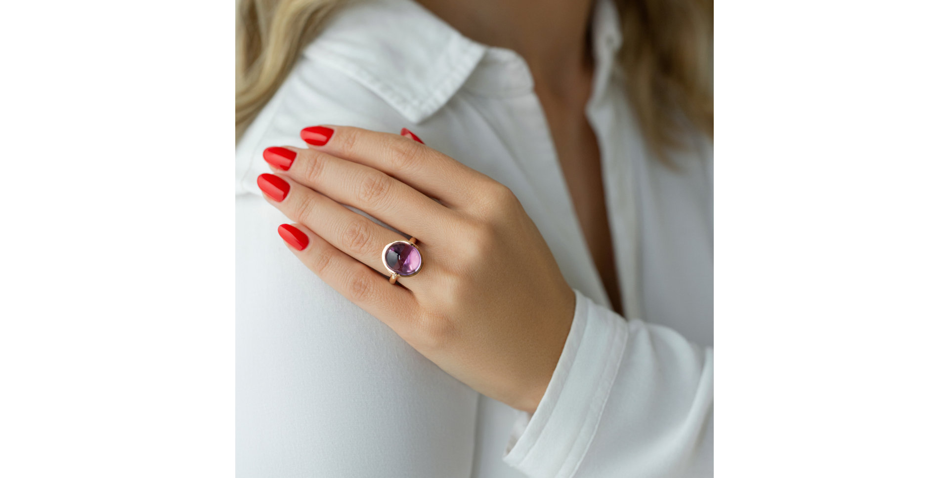 Prsteň s ametystom a diamantmi Fairytale Drop