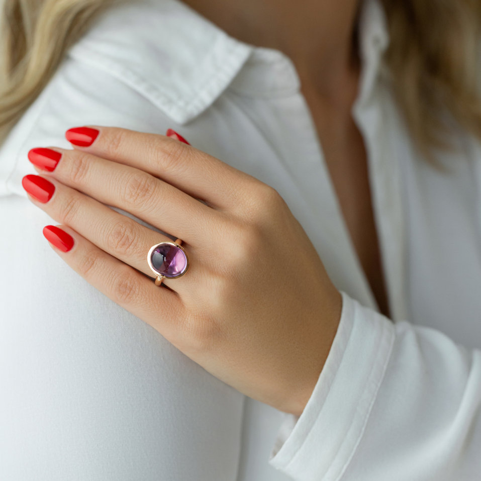 Prsteň s ruženínom a diamantmi Fairytale Drop