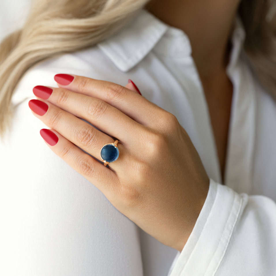 Prsteň s quartzom a diamantmi Fairy Blossom