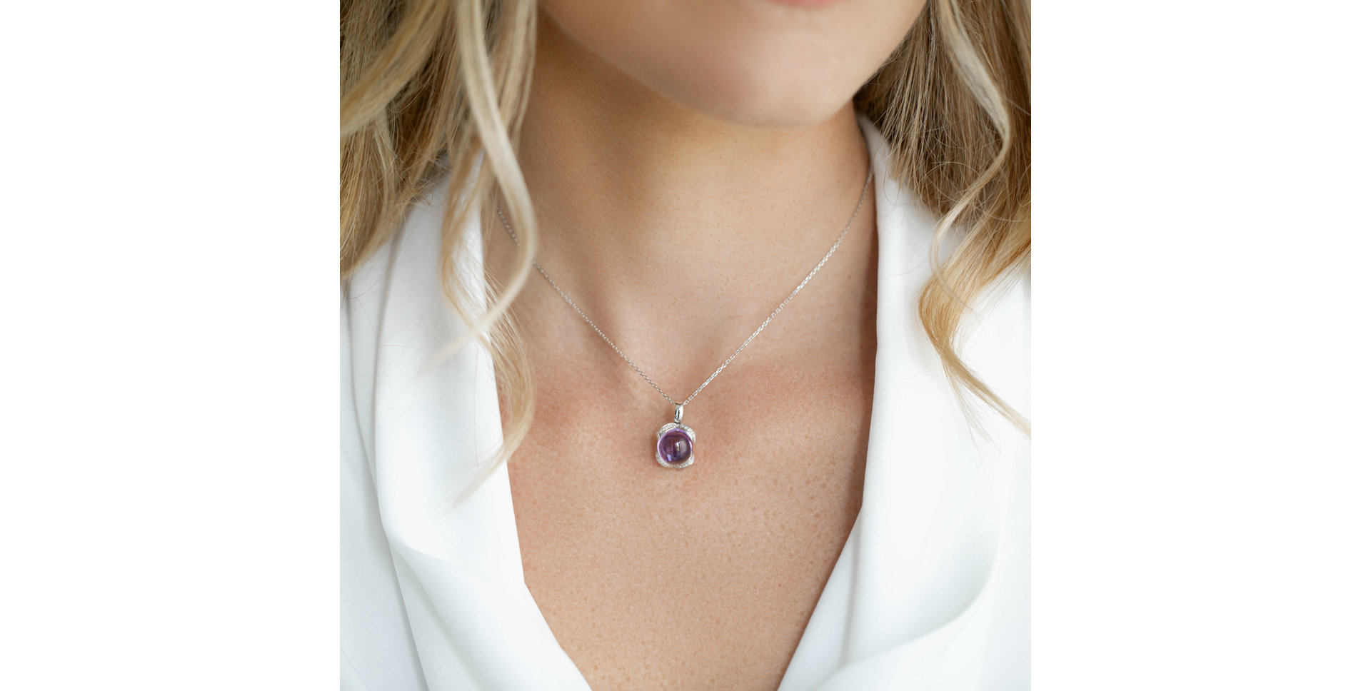 Přívěsok s ametystom a diamantmi Royal Drop