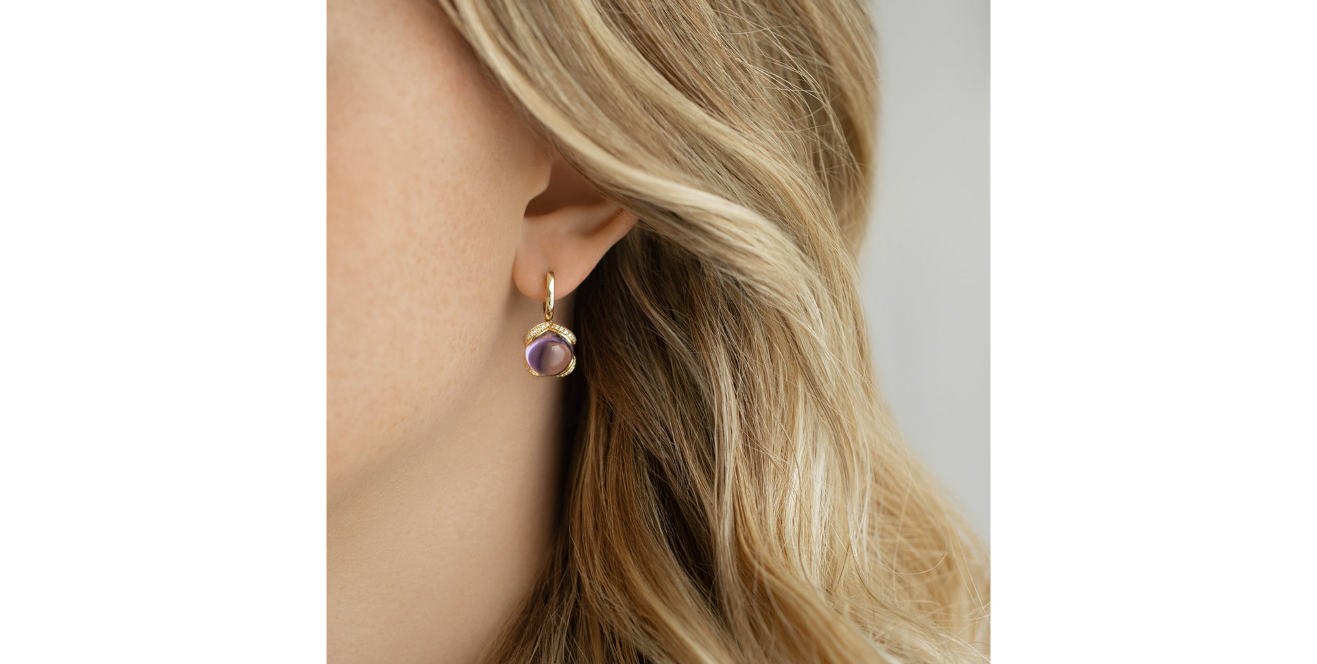 Náušnice s ametystom diamantmi Rainbow Wish