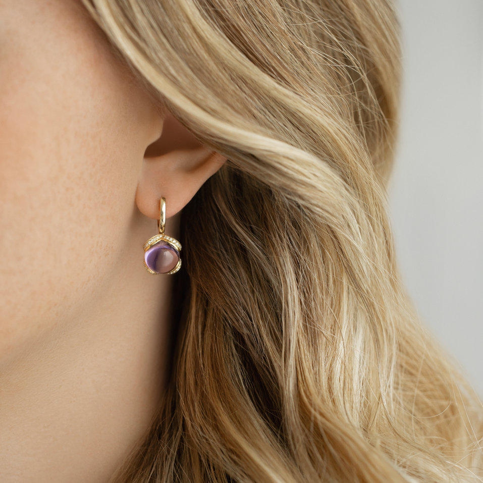 Náušnice s chalcedonom a diamantmi Rainbow Wish