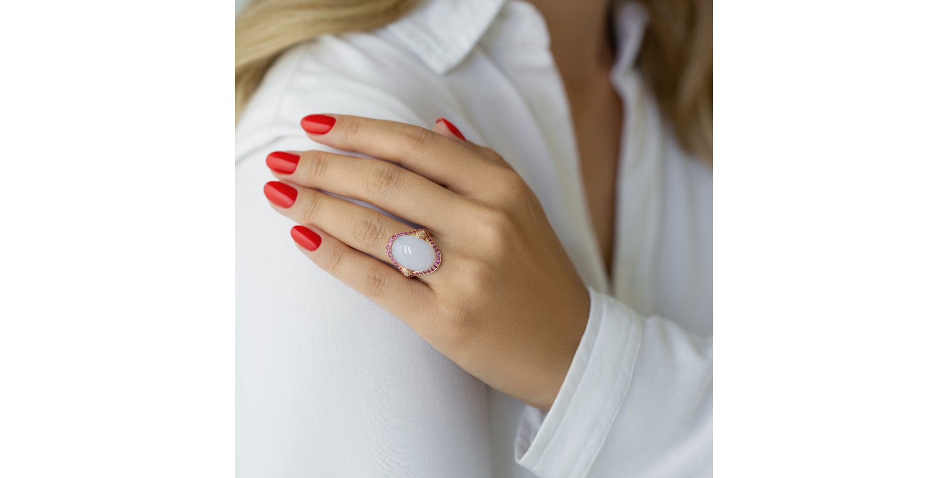 Prsteň s diamantmi, ametystom a zafírmi Baroque Essence