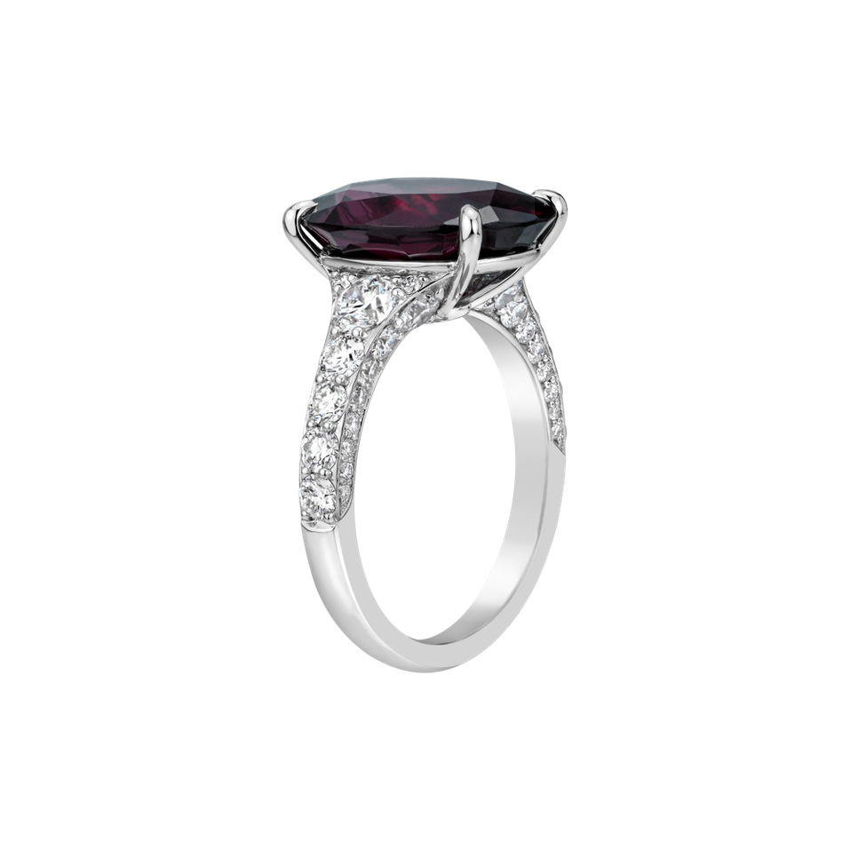 Prsteň s diamantmi a rhodolitom Mist of Rose