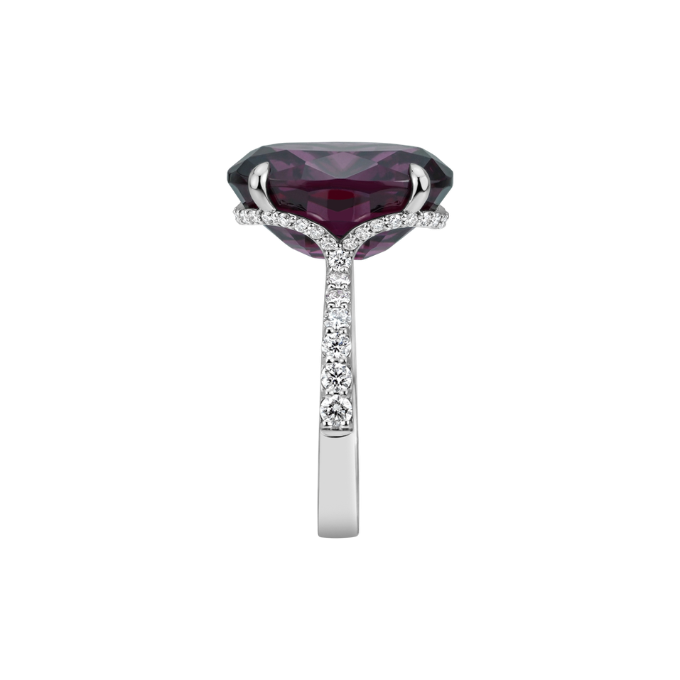 Prsteň s diamantmi a rhodolitom Burgundy Flame