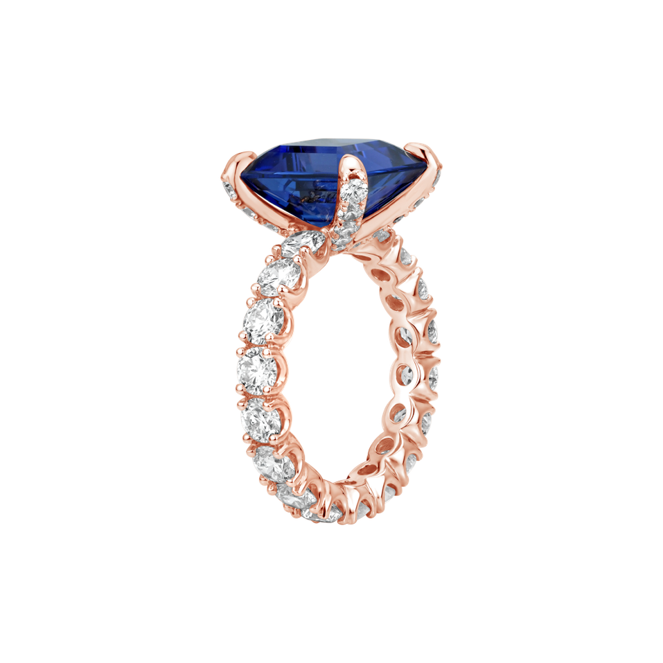 Prsteň s diamantmi a tanzanitom Fragment of Sky