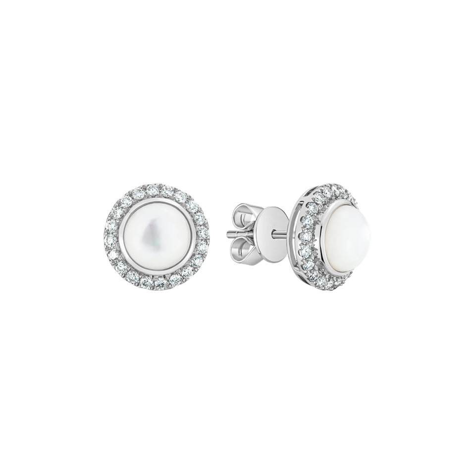 Náušnice s diamantmi a perlou Pure Pearl