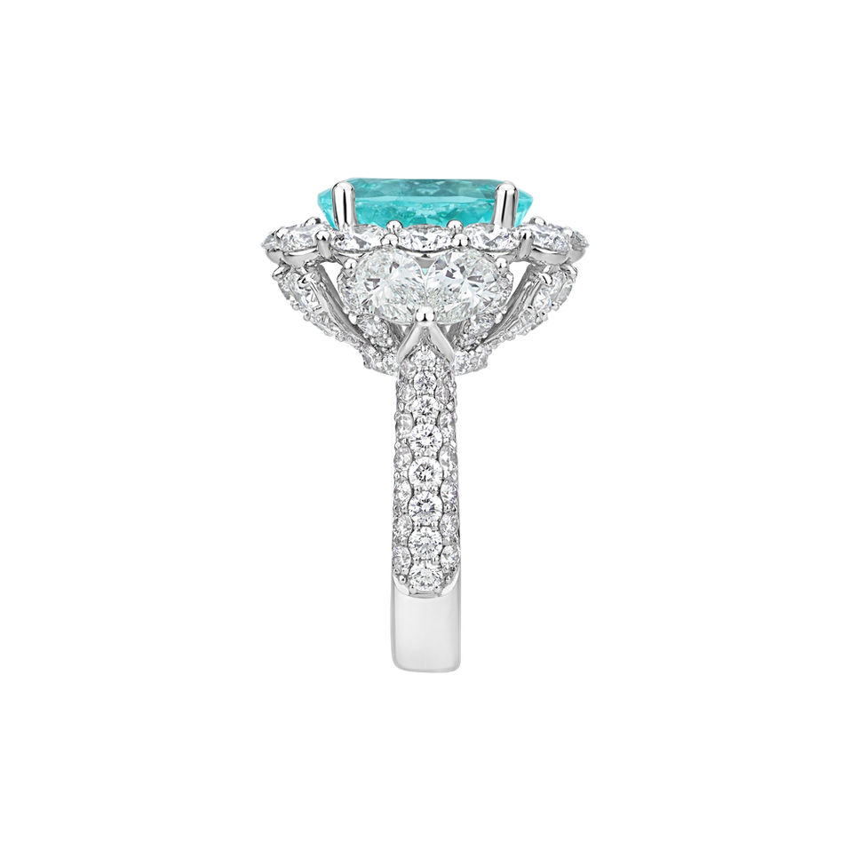 Prsteň s diamantmi a paraibou Crowned by Waves