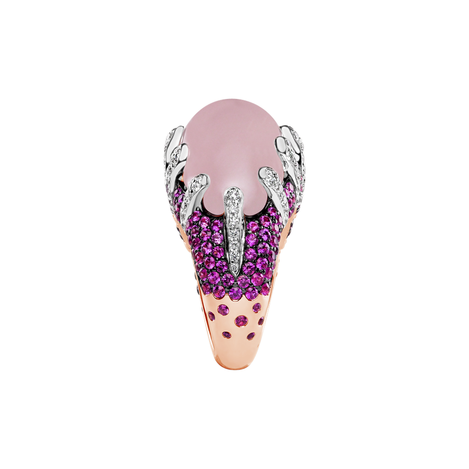 Prsteň s ruženínom, diamantmi a zafírmi Divina