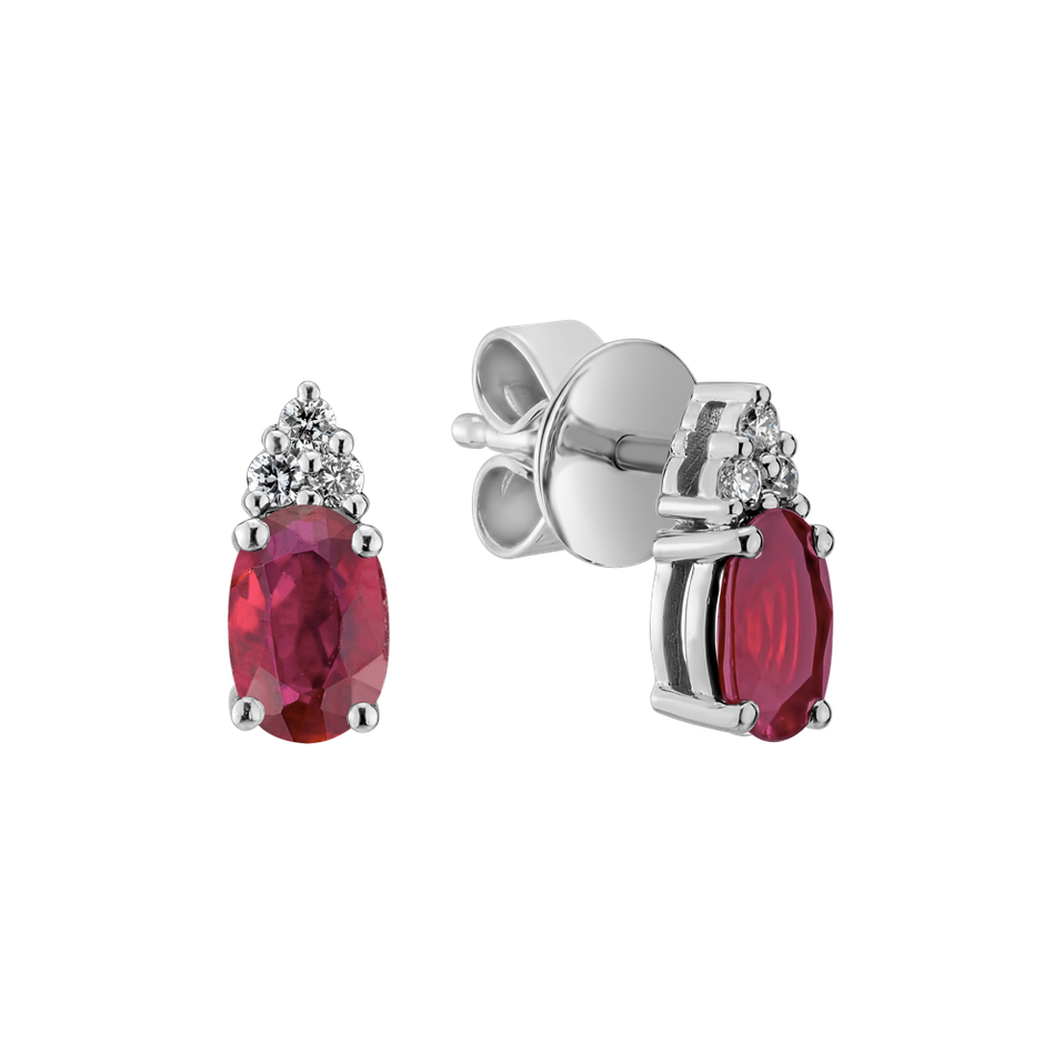 Náušnice s rubínom a diamantmi Mystery Secrets