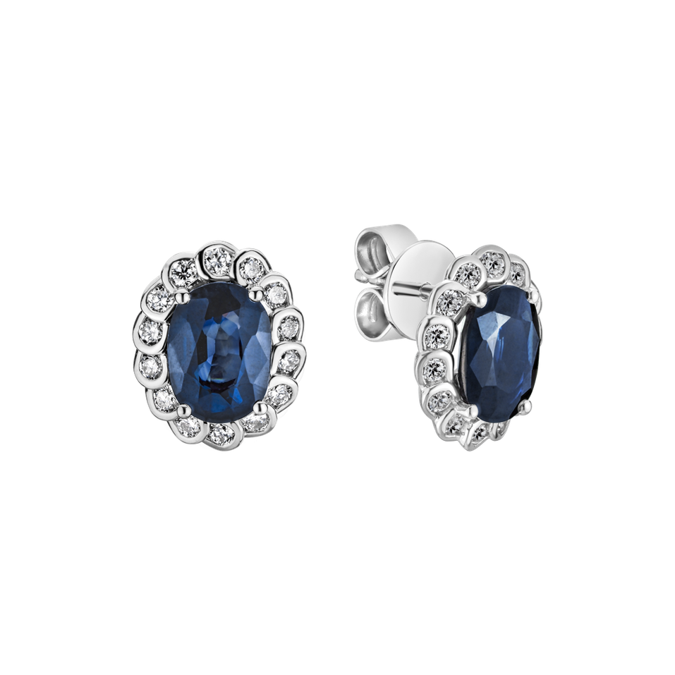 Náušnice s diamantmi a zafírom Glamour Princess
