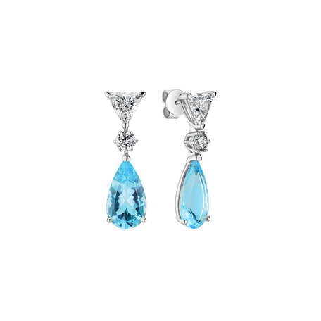 Náušnice s akvamarínom a diamantmi Aquamarine Tears