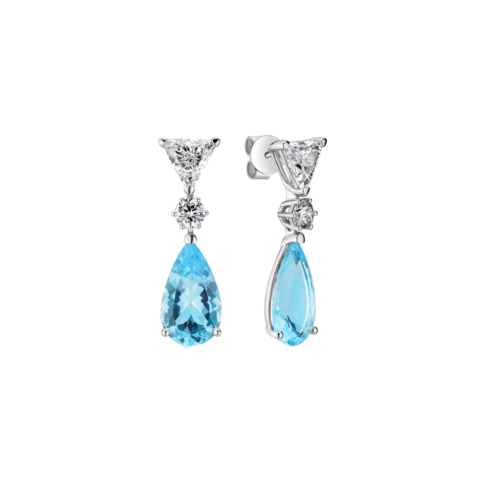 Náušnice s akvamarínom a diamantmi Aquamarine Tears