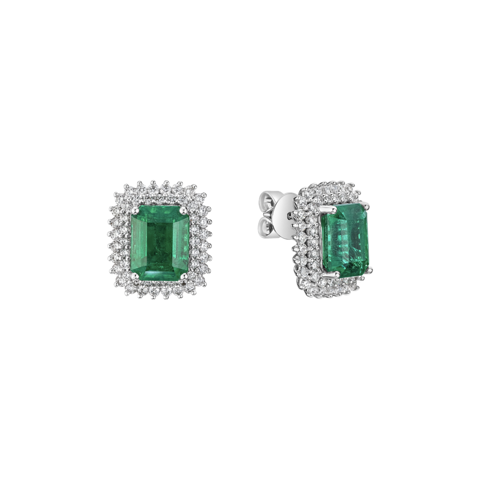 Náušnice s diamantmi a smaragdom Sylmira