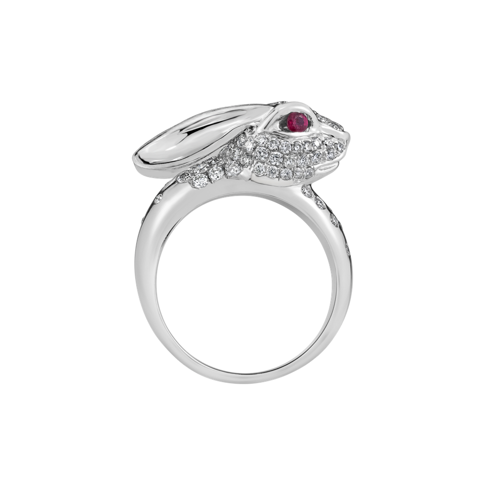 Prsteň s diamantmi a rubíny White Rabbit