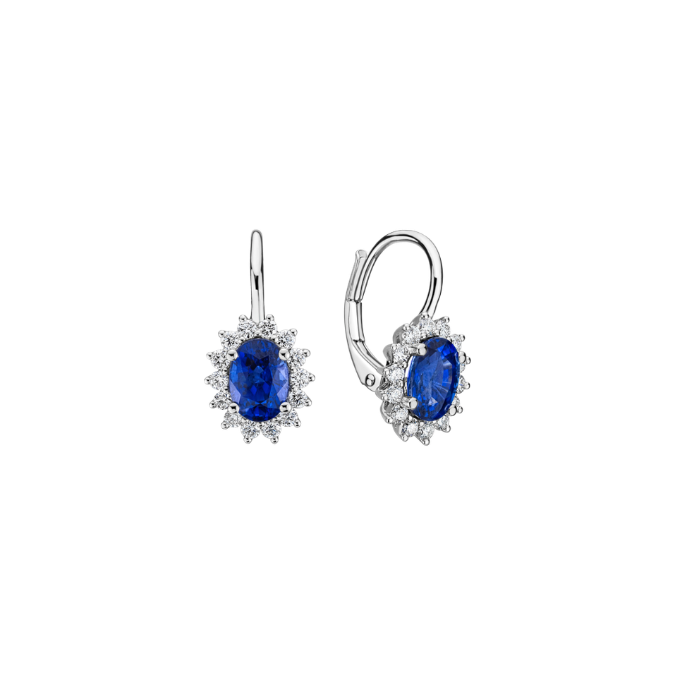Náušnice s diamantmi a zafírom Princess Sparkle