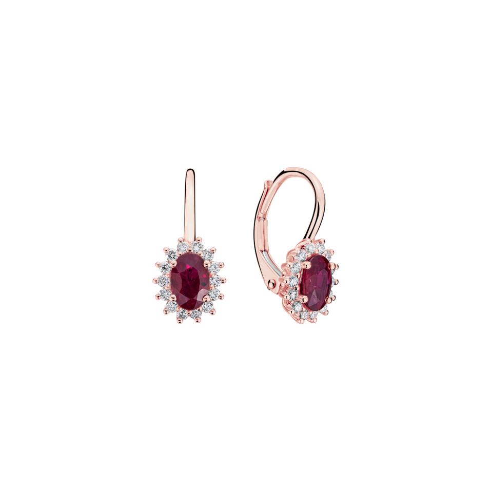 Náušnice s diamantmi a rubínom Princess Sparkle