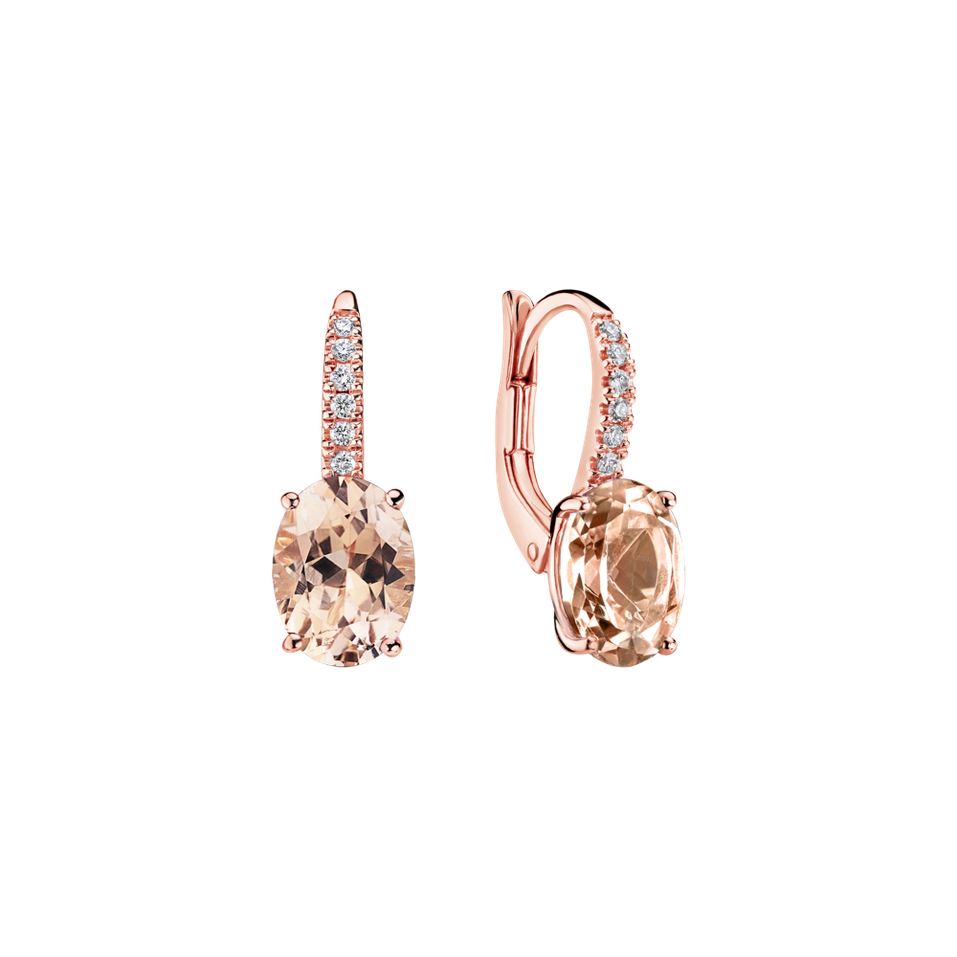 Náušnice s diamantmi a morganitom Iris Elegance