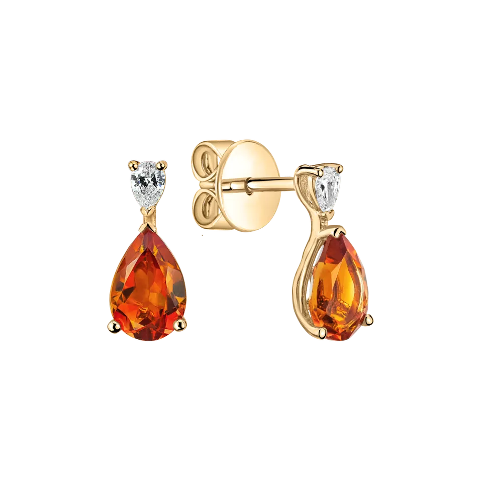 Náušnice s diamantom a citrínom Whispers of Avalon