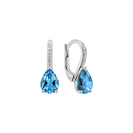 Náušnice s diamantmi a topásom Tearfall