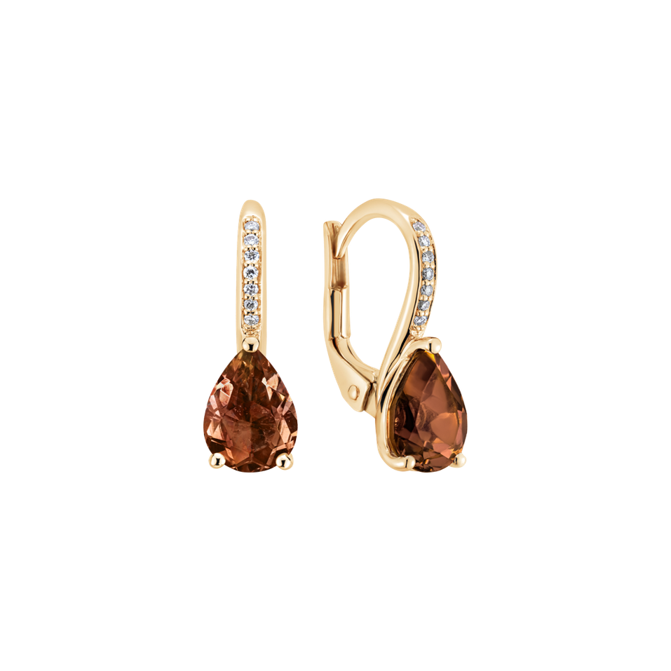 Náušnice s diamantmi a turmalínom Tearfall