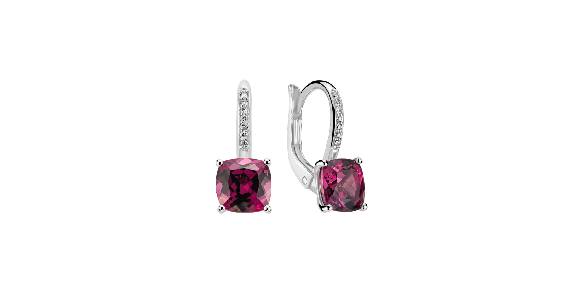 Náušnice s diamantmi a rhodolitom Calliope