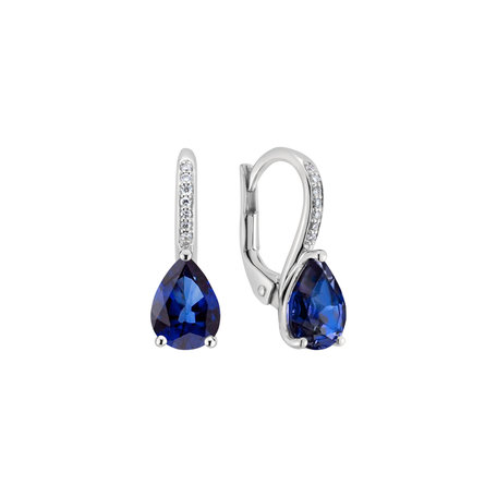Náušnice s diamantmi a zafírom Tearfall