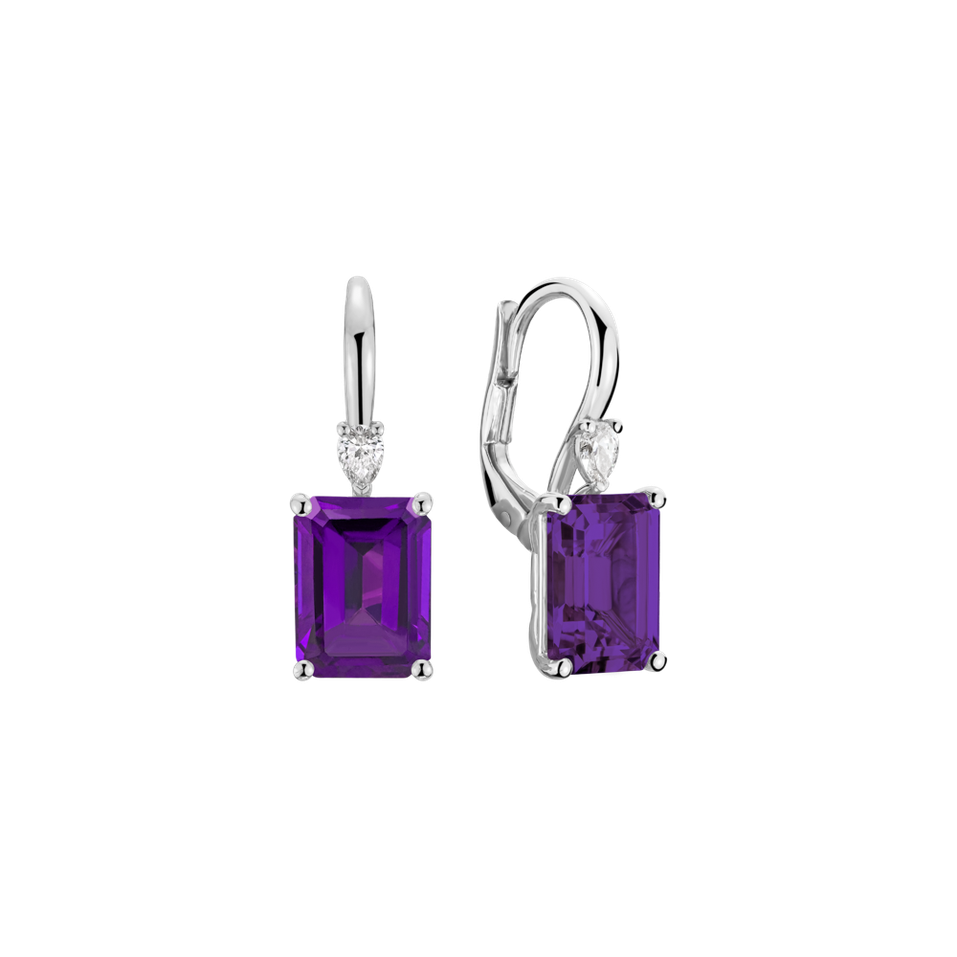 Náušnice s diamantom a ametystom Royal Cordelia