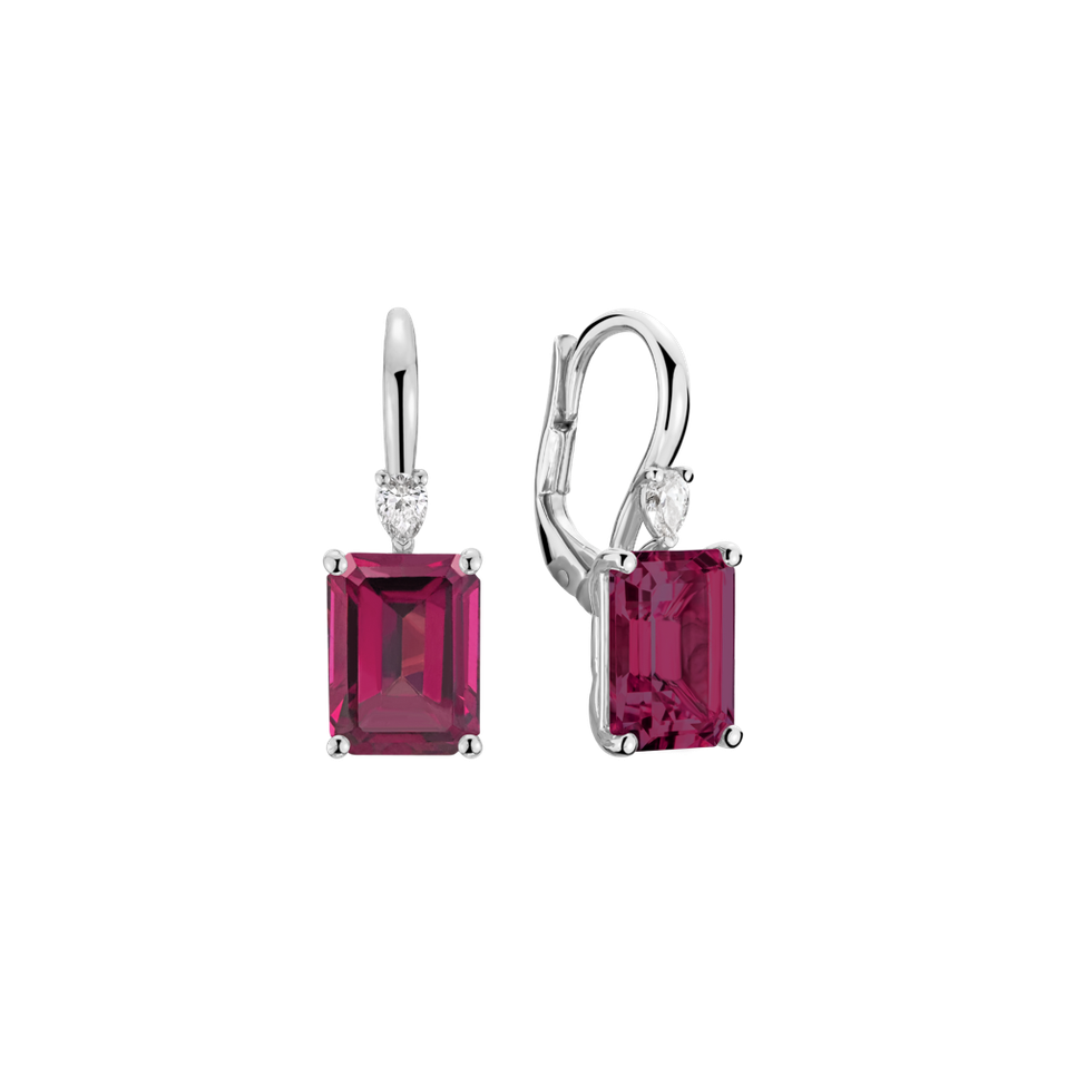 Náušnice s diamantom a rhodolitom Royal Cordelia