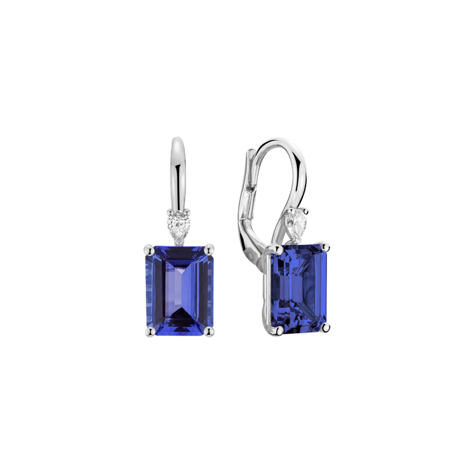 Náušnice s diamantom a tanzanitom Royal Cordelia