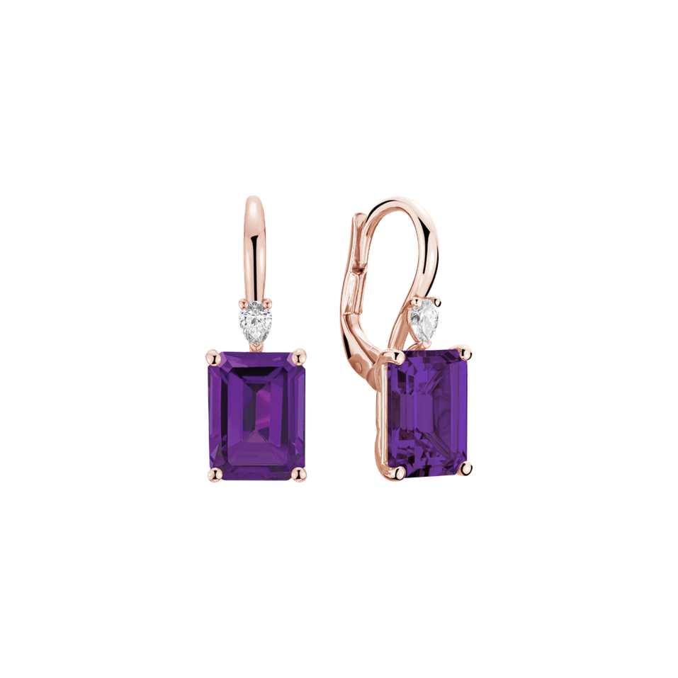 Náušnice s diamantom a ametystom Royal Cordelia