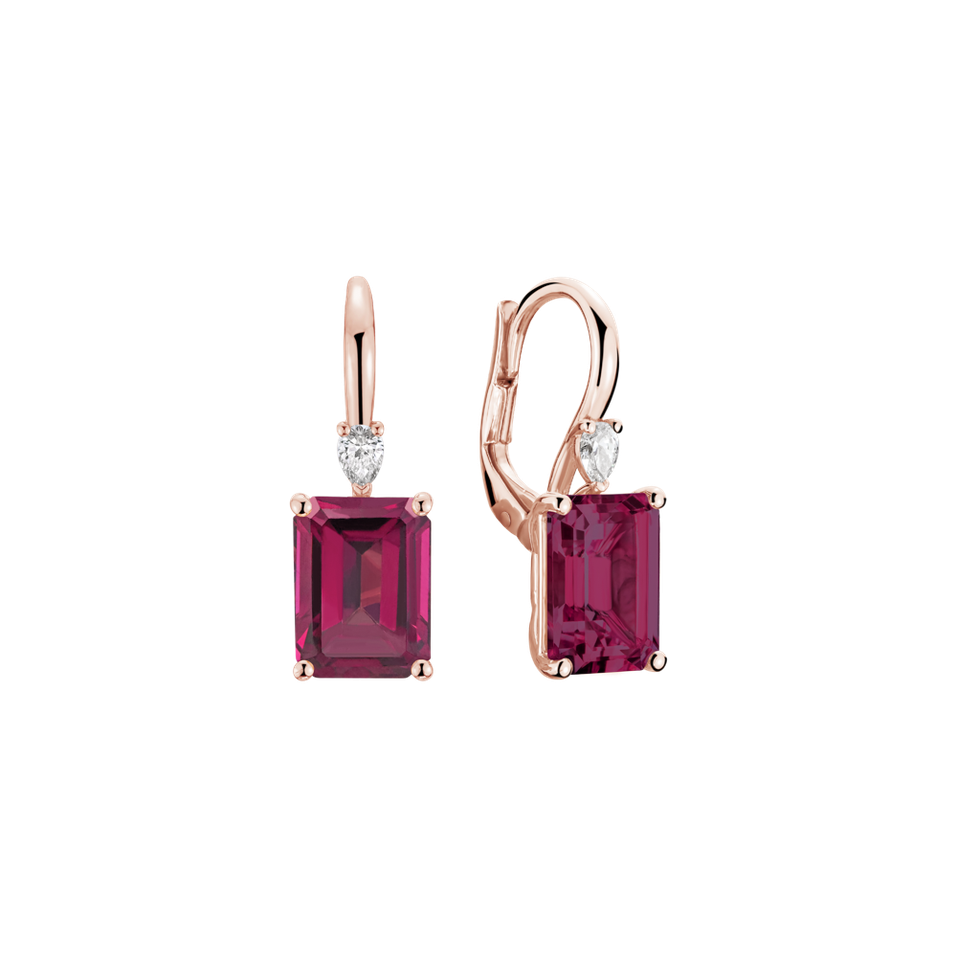 Náušnice s diamantom a rhodolitom Royal Cordelia