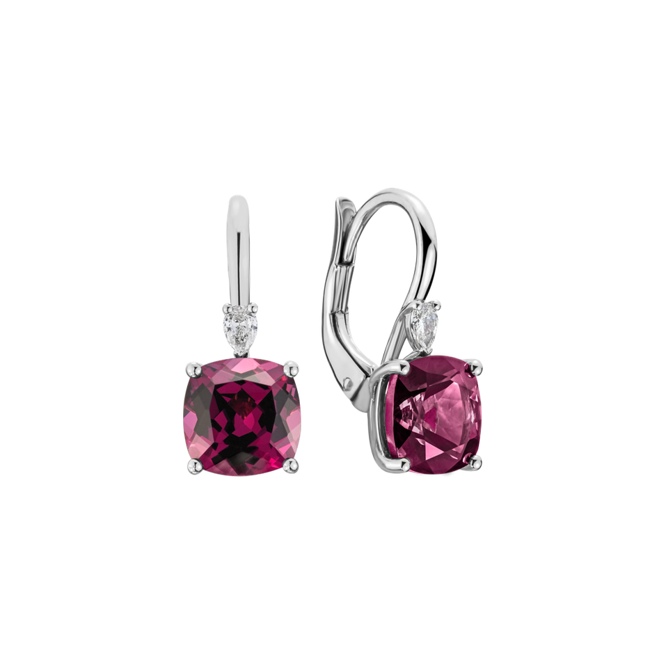 Náušnice s diamantom a rhodolitom Cassian