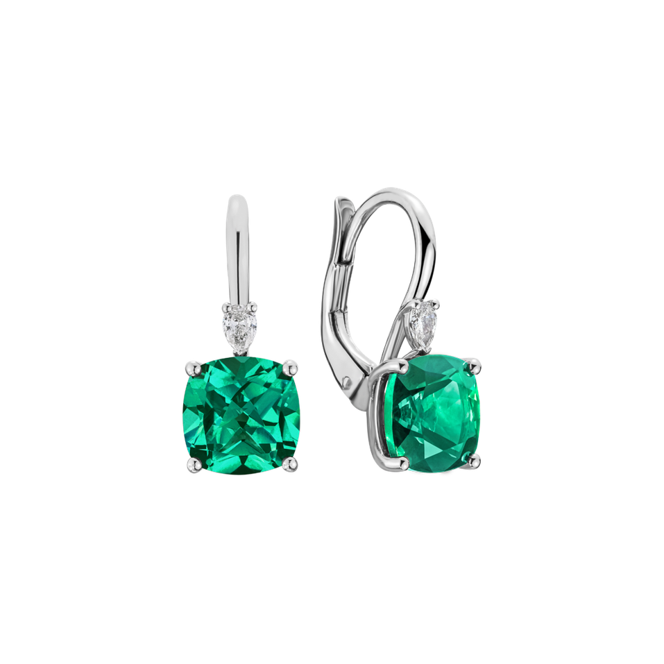 Náušnice s diamantom a smaragdom Cassian